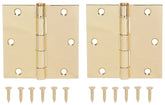 ProSource BH-202PB-PS Square Corner Door Hinge, Steel, Brass, Loose Pin, 180 deg Range of Motion, Screw Mount Mounting
